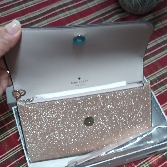 Kate Spade Rose Gold Glitter Wallet and Keychain - Picture 4 of 9